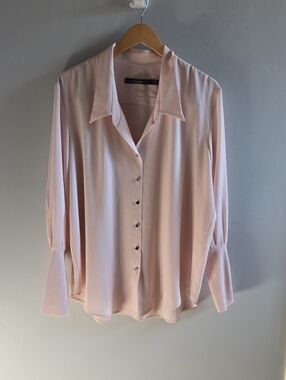 Iris Setlakwe Blush Coloured Long Sleeved Blouse Size 12